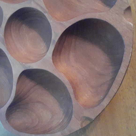 Vintage Teak Handcrafted made in Thailand Lazy Suzan Wood Chip/Snack Tray - Picture 2 of 7